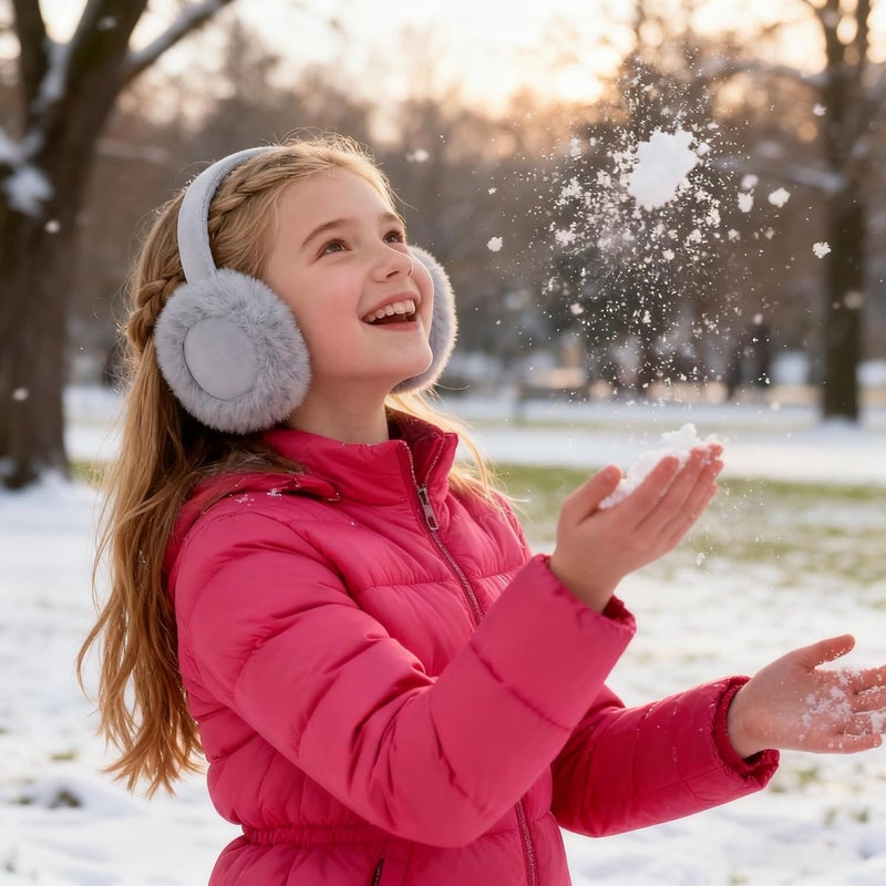 KDVOG Store Kids Winter Earmuffs Classic Foldable Warm Ear Muff Cute Furry Ear Warmers Cold Weather Plush Ear Covers for Boys Girls - Image 3
